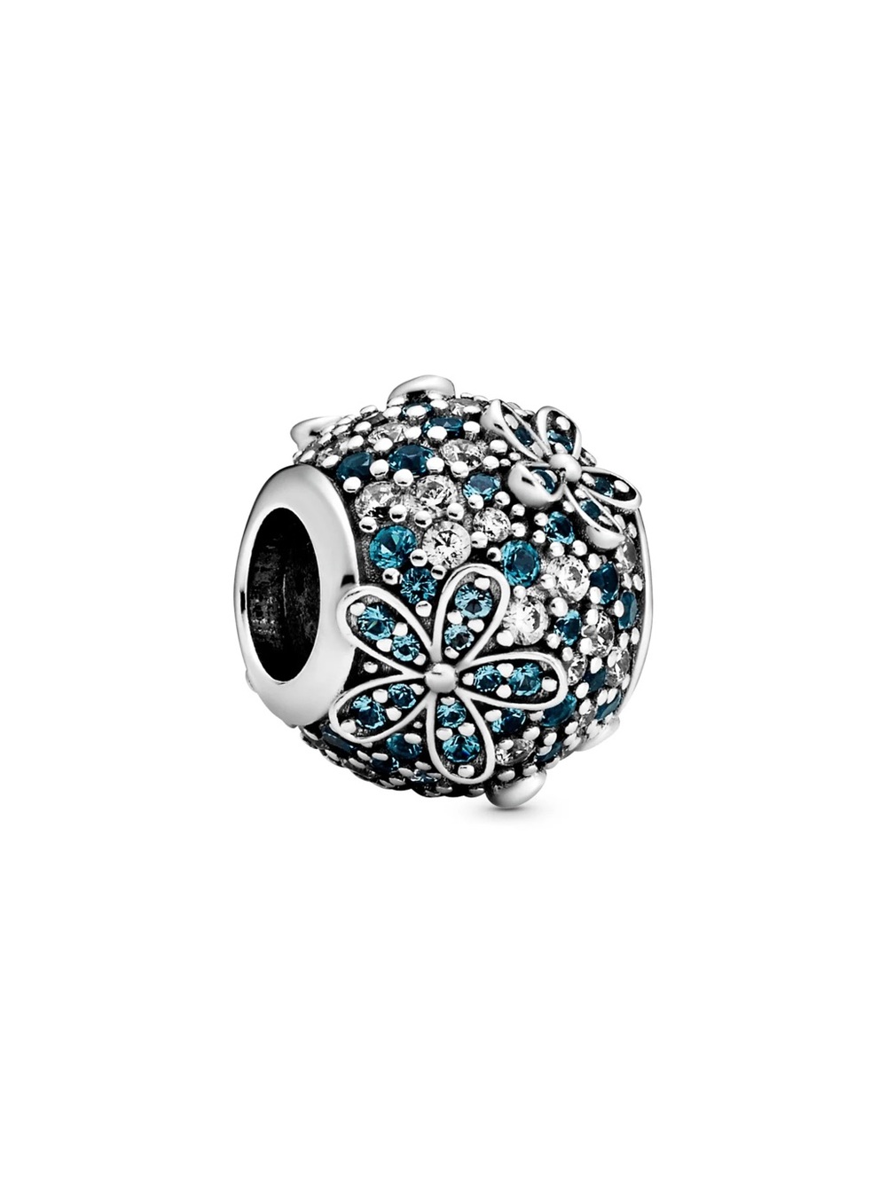 Pandora Silver Floral Blue Crystal Pavé Charm